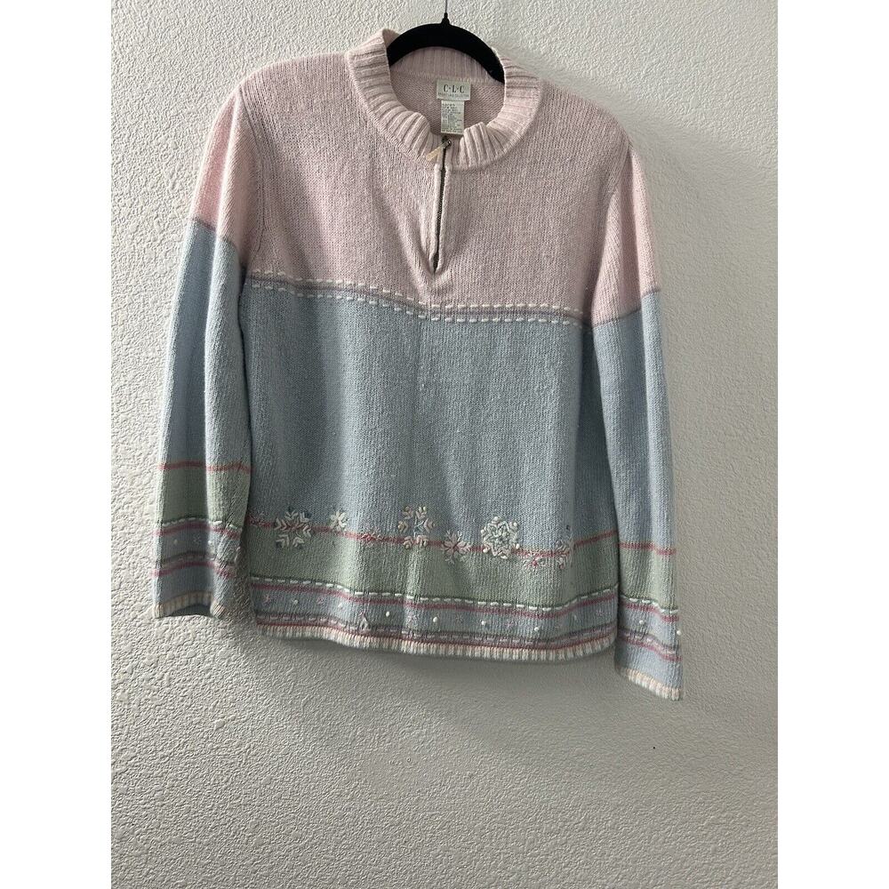 Vintage Cricket Lane Womans Size M Sweater Pullover‎ Pastel Floral Grandma Ramie